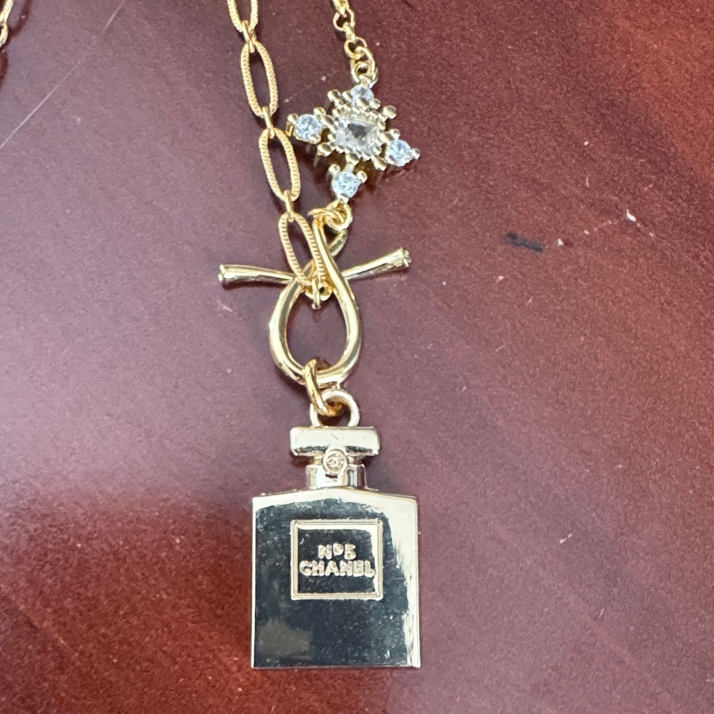 ***Butones Jewelry- Upcycled CHANEL Gold Perfume Bottle Pendant Necklace